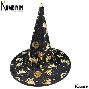 -Halloween show up pumpkin bronzing wizard hat witch's h