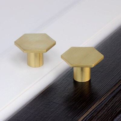 新品Gold Brass Hexagon Knobs Cabinet Door Handle Drawer Pull