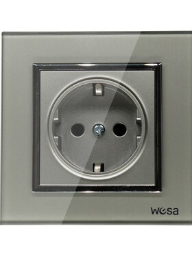One Socket Glass Grey Design E Wall Socket 5V 2A Grey Temper