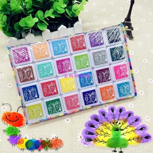 24 Color Multi-Color Ink Pads Children Fingerprint Picture F