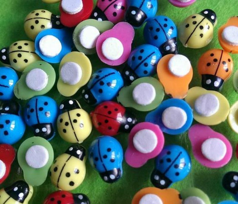 100PCS DIY mini ladybug stickers 3D stickers Easter decorati