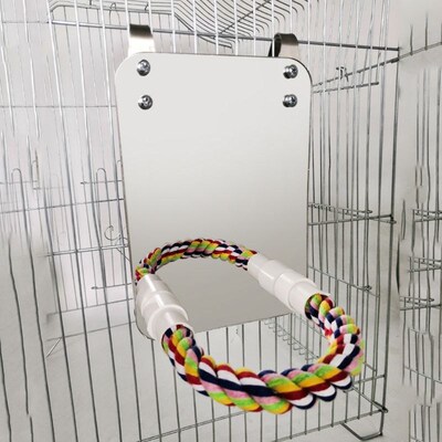 Parrot Pet Fun Mirror Toy Cockatiel Small Birds Parrots Bit