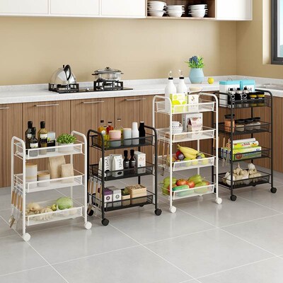 Fall to the ground in the kitchen shelf trolley multilayer