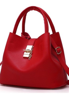 Leather  Messenger Shoulder Bags Ladies Handbag  red