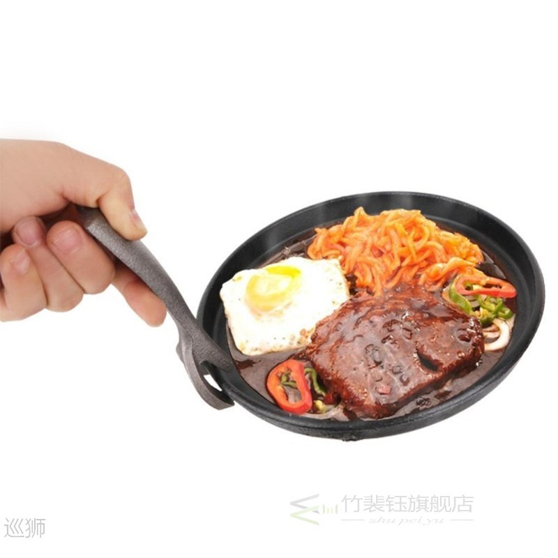 3 Sizes Cast Iron Steak Fajita Sizzling Platter Plate BBQ Gr-封面