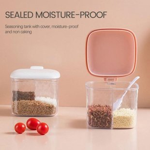 Spice Jars with Spoon Moisture-Proof Dust Plastic Clear Seas