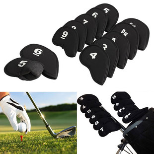10pcs Black Golf Head Covers Club Iron Putter Head Protector