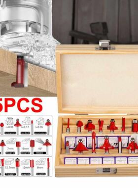 15PCS Router Bits Set 1/4 Inch Shank rimming Straight Millin