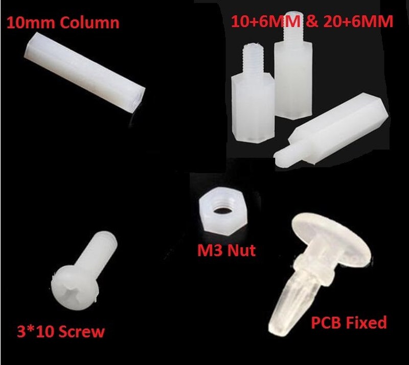 50PCS Nut screw Hexagonal nylon column M3 10/20+6MM Fix Fixe