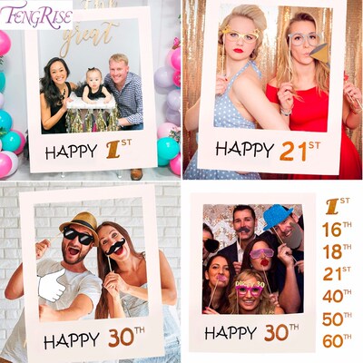 FENGRISE 30th 40th 50th 60th Photo Booth Frame Happy Birthd