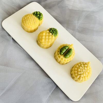 Mooncake Mold 50g Cookie Cutter with 3D Durian Stamps Green