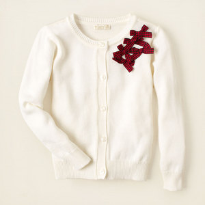 出口欧美外贸原单 官网同步 女童白色毛衣开衫