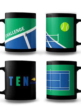 美网马克杯网球纪念USOpen黑色陶瓷水杯子礼物俱乐部活动定制logo