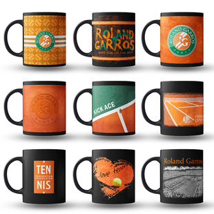 网球马克杯法网ROLANDGARROS黑色陶瓷水杯子礼物我爱网球俱乐部
