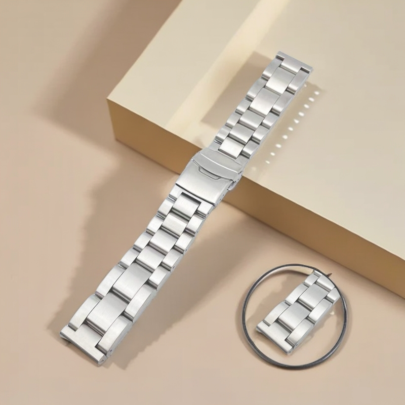 不锈钢三珠潜水坦克手表带双保险扣实心表带适配精工万国 22 24mm