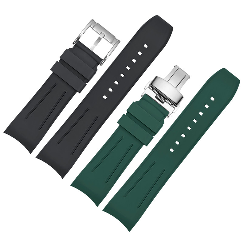 弧口氟橡胶表带适配劳力士黑绿水鬼游艇名仕型迪通拿日志型纵航者