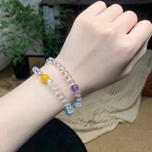 Z074-多宝+925银+优化白水晶双圈彩色多宝4510