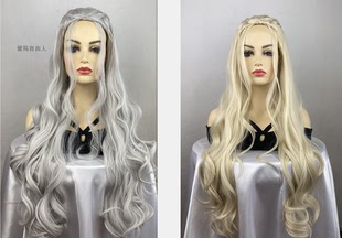 权利的游戏 冰与火丹妮莉丝坦格利安银灰色长卷发龙母cosplay假发