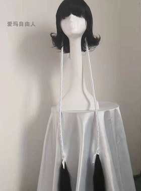 死神 碎蜂cos假发 蜂梢绫一队队长Soi Fon女性角色黑色双辫长发