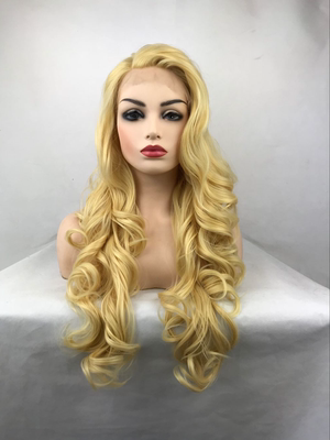 taobao agent Lace wig in front of golden yellow wavy curly hair