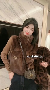 皮草马甲 大彤彤同款 23年秋冬新款 海宁进口貂皮大衣女整貂时尚 短款