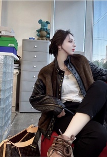 貂皮大衣女整貂绵羊皮机车外套短款 进口天鹅绒 水貂皮草年轻款