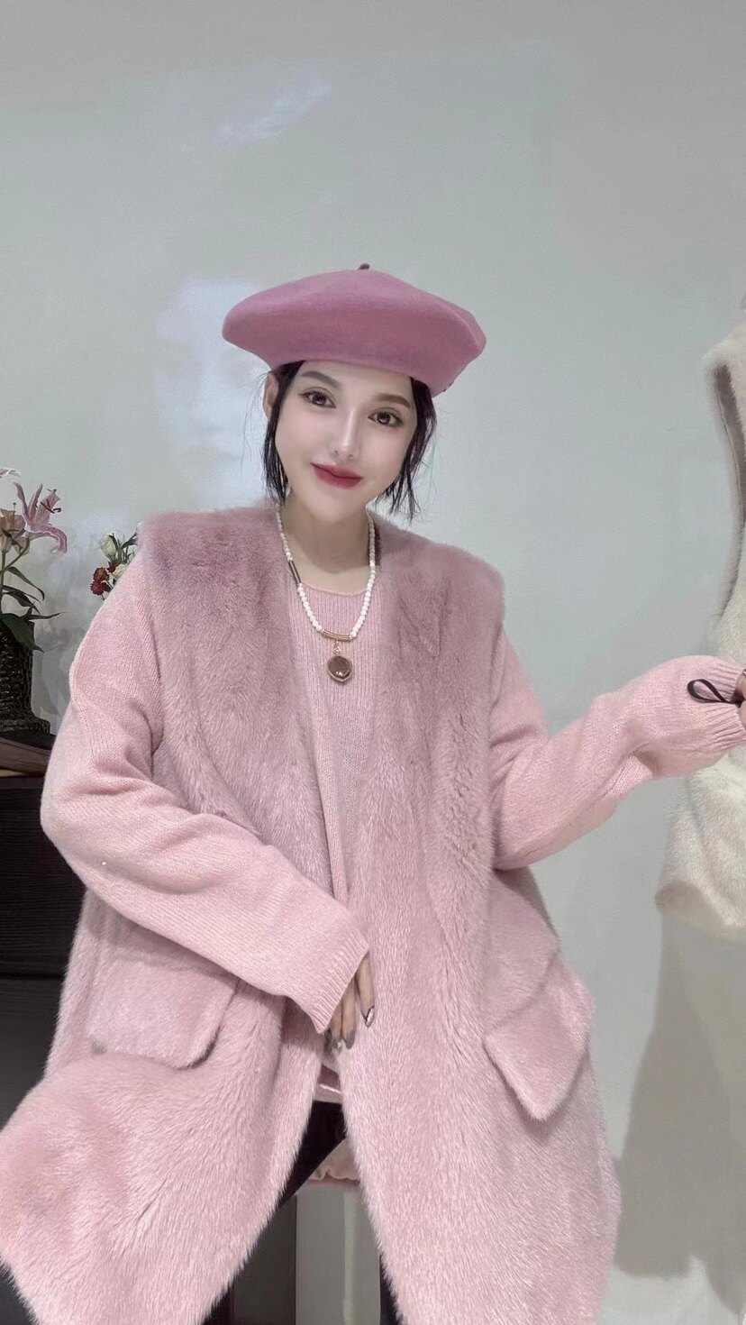 欧货2023冬进口水貂皮马甲女整貂皮草大衣坎肩背心外套年轻款马夹