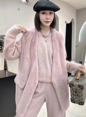 进口水貂绒马甲女2026秋冬新款时尚年轻款皮草整貂貂毛马夹外套潮