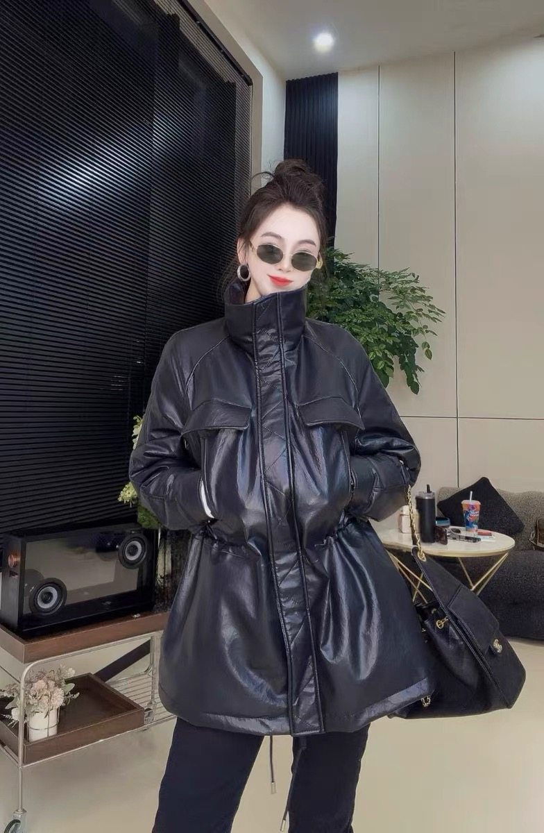 2025海宁进口真皮皮衣女立领加厚真皮羽绒服绵羊皮外套秋冬新款潮