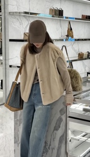 毛毛语欧货进口天鹅绒水貂皮草马甲女短款 坎肩背心貂皮大衣外套潮