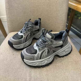 冬厚底显脚小轻便软底超轻加棉休闲运动二棉鞋 2025新款 女款 老爹鞋