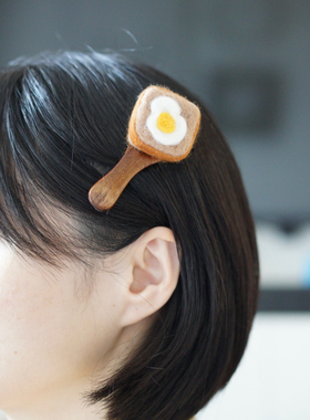 woou萌玩原创手工可爱少女鸡蛋吐司羊毛毡小号鲨鱼夹发夹抓夹发饰