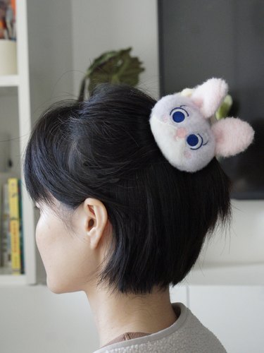 原创手作可爱冬季毛绒公仔兔子狐狸中短发抓夹鲨鱼夹发夹闺蜜礼物