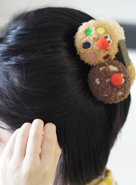 WOOU萌玩原创可爱秋冬毛绒曲奇饼干鲨鱼夹发夹抓夹发饰闺蜜礼物