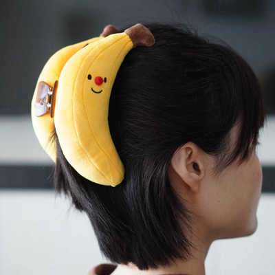 WOOU萌玩原创手工大号可爱卡通香蕉13cm鲨鱼夹发夹抓夹发饰闺蜜礼