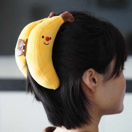 WOOU萌玩原创手工大号可爱卡通香蕉13cm鲨鱼夹发夹抓夹发饰闺蜜礼