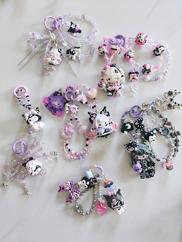 手绘库洛米捏捏手机链包包挂件钥匙扣挂饰包挂ccd相机链水杯链