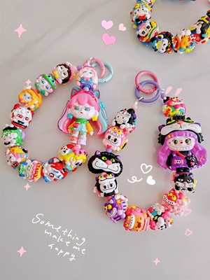 拉布布tycoco捏捏手绘手机链sp改娃萌粒包挂zorra大表姐钥匙扣