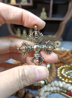 直播间专拍黄铜十字杵吊坠