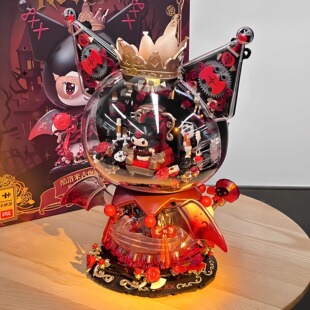 正版TOPTOY三丽鸥酷洛米古堡暗夜大体积木库洛米积木玩具桌面摆件