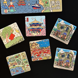 青岛陶瓷冰箱贴栈桥信号山五四广场冰箱贴青岛文创旅游纪念品礼物