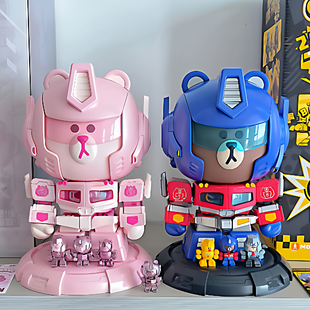 布鲁可积木人擎天柱布朗熊联名玩具萌酷版 收藏玩具摆件 MEGA正版