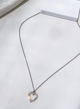 青岛欧美外贸饰品 原单爱心闪钻气质心形吊坠银色温柔锁骨项链