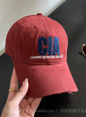 店主自留！美式复古CIA棒球帽子男女百搭弯帽檐深顶显脸小鸭舌帽