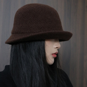 复古礼帽可揉叠帽子高级感意式 翘边设计 羊毛渔夫帽女秋冬季 盆帽