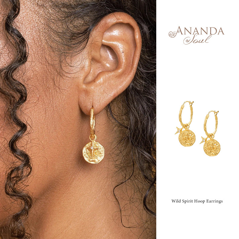 AnandaSoul原创复古镀金耳环
