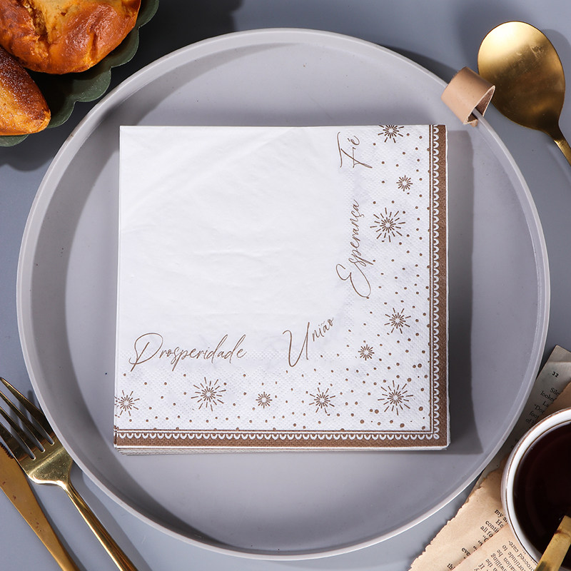 彩色印刷绿色圣诞树 印花纸巾 餐巾纸 圣诞派对餐桌装饰用纸20张