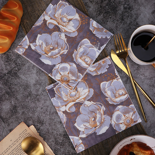 新款花朵婚礼彩色餐巾纸 印花纸巾 婚庆布置装饰用品20张