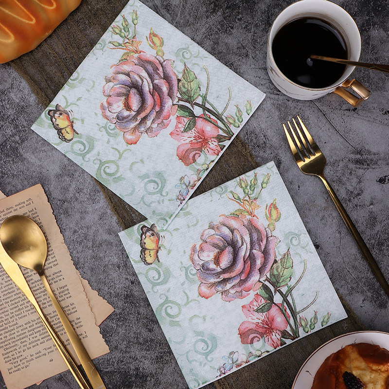 新款彩色花朵印花餐巾纸 彩色纸巾 蝶骨巴特手工DIY材料用纸 20张,洗护清洁剂/卫生巾/纸/香薰,餐巾纸,淘宝优惠券,粉丝福利购,淘宝优惠卷