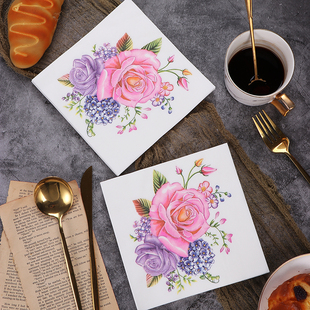 新款新中式彩色餐巾纸 国风印花纸巾 面巾纸 婚礼用纸 蝶骨巴特纸